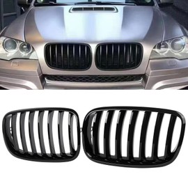 DEKEWEI X5 E70 Grille, Single Slat Front Kidney Grill for 2007-2013 X5 Series E70 2008-2014 X6 Series E71 Gloss Black Kidney Grill