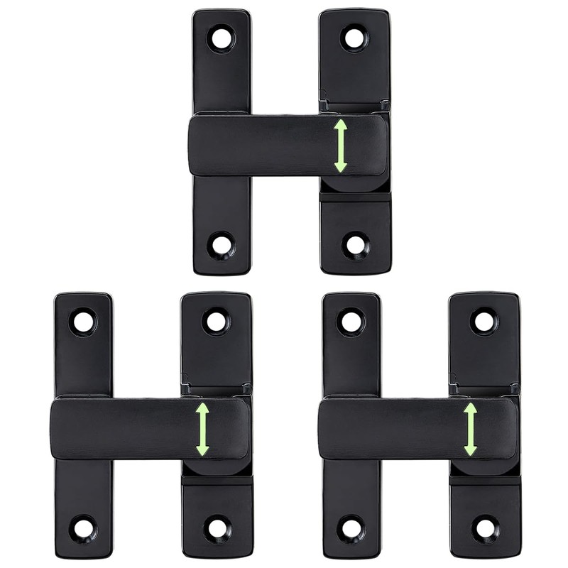 Wocoe 3 Packs Black 90/180° Barn Door Lock，Zinc Alloy Flip