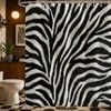 Black and White Abstract Zebra Print Shower Curtain for Bathroom