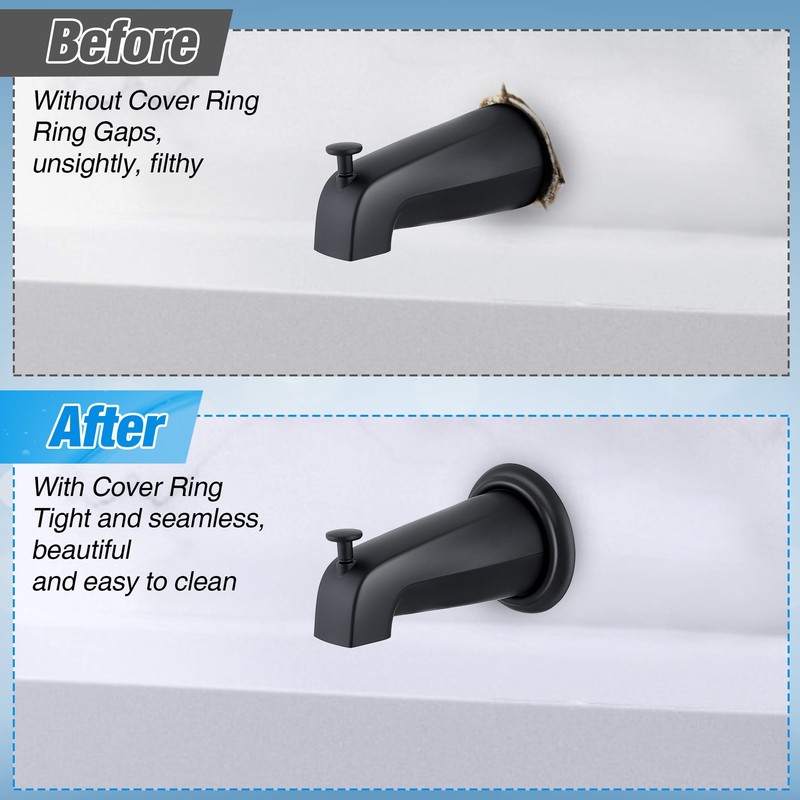 Dreyoo Metal Tub Spout Cover Ring with Foam Gasket, Black