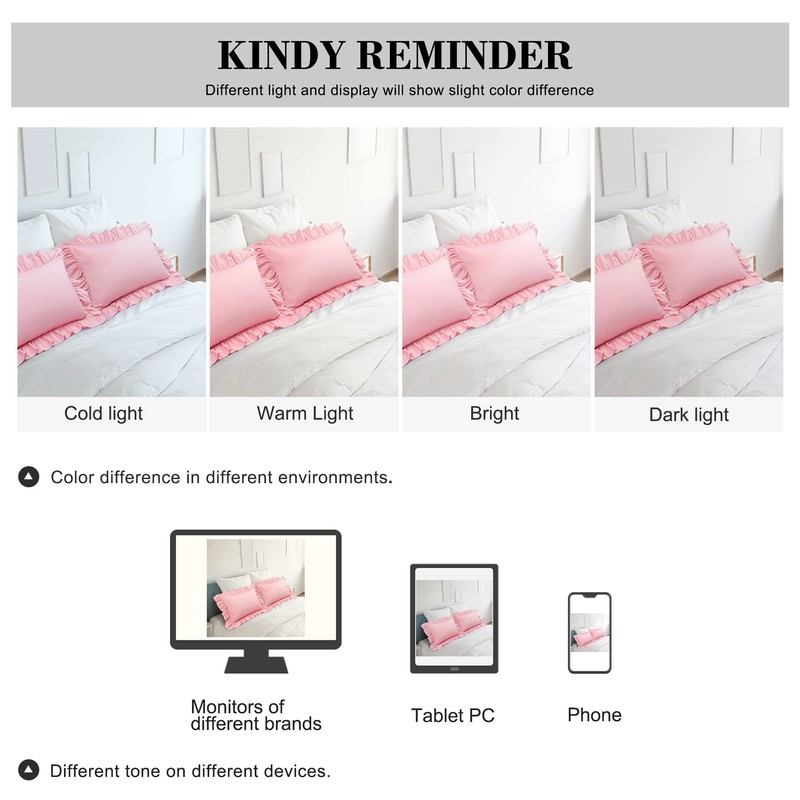 PiccoCasa Brushed Ruffle Pillowcases 2 Pack, Soft Breathable Pillow Covers