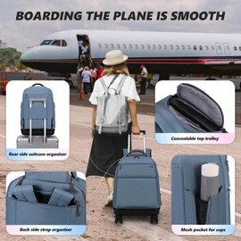 Ailouiskids Rolling Backpack with Removable Wheels,17 inch Laptop Backpack with Wear-Resistant Chassis Carry on Travel Backpack Water Resistant Wheeled Backpacks for Women Men