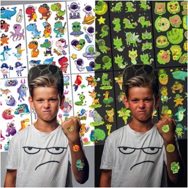 Magicat Premium Luminous Children's Tattoos, 134 Attractive Tattoo Stickers, Neon Children's Tattoo Stickers, Perfect for Children's Birthdays, Party Bags or Any Parties, for Girls and Boys