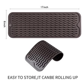 MicoYang Silicone Dish Drying Mat for Multiple Usage,Easy clean,Eco-friendly,Heat-resistant Silicone Mat for Kitchen Counter,Sink,Bar,Bottle,or Cup Coffee M 17 inches x 6 inches