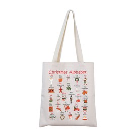 Christmas Tote Bag Christmas Alphabet Bag Santa Tote Bag Christmas Market Shopping Bag Xmas Gift for Her (Christmas Tote CA)