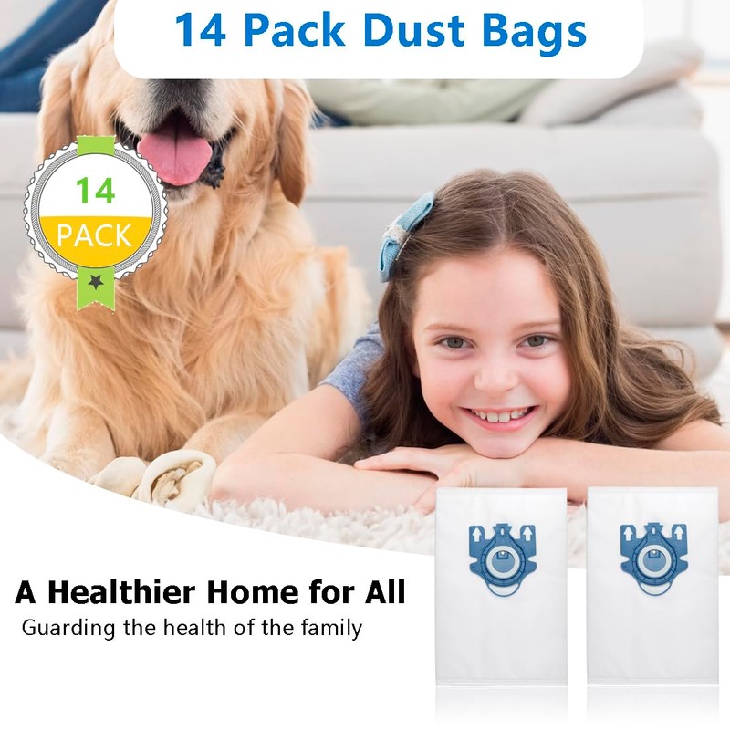 14 Pack 3D Airclean GN Vacuum Bags Compatible with Miele