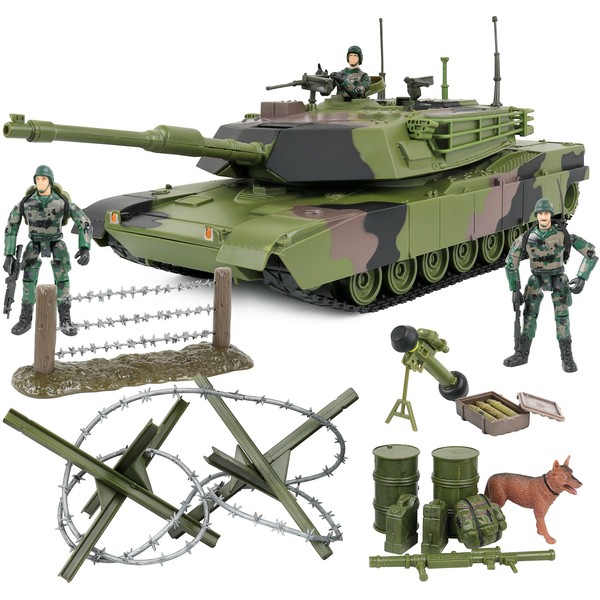 Click N' Play Military Armored Assault Tank 27 Piece Play Set with Accessories.,Green