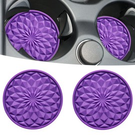 JUNAHAA Car Cup Coaster, Universal Automotive Waterproof Non-Slip Cup Holders Sift-Proof Spill Holder Car Interior Accessories 2 Pack Purple