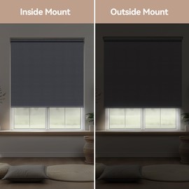 100% Blackout Roller Window Shades, Free-Stop Pull Down Shades for Windows with Thermal Insulated Waterproof Fabric, Roller Blinds for Indoor Windows, Office, Home, 25"x72", Deep Grey