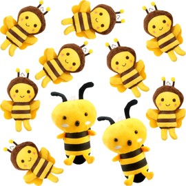 Puteraya 10 Pack Bee Stuffed Animals Toys Plush Bumble Bee Include 2 Pcs Large Stuffed Bee and 8 Pcs Small Plush Honeybee for Christmas Easter Birthday Animal Theme Party Favors