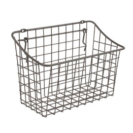 Spectrum Diversified 10" x 5" x 7" Pegboard & Wall Mount Large Wire Basket, Industrial Gray & Diversified Pegboard & Wall Mount Basket, 11" x 4" x 4", Industrial Gray