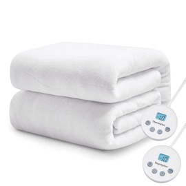 Thermylux Electric Mattress Pad Queen Size Quilted Wave 10 Heat Settings & Dual Control with 12 Hour Auto Off,Deep Pocket Fits up to 18",Coral Fleece Bed Warmer,ETL Certified Machine Washable,60"x80"