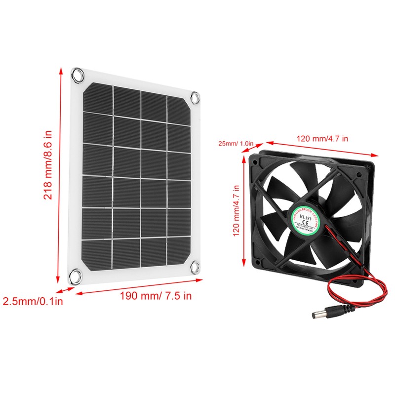 6V 10W Outdoor Solar Power Panel Exhaust Fan USB Charging