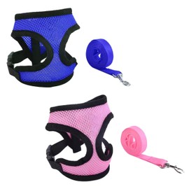 No Pull Dog Mesh Harness & Leash Set Adjustable Soft Padded Pet Vest with Easy Control Handle for Small Medium Dogs Cats,Puppy Harness,Step in Cat Dog Harness Vest for Training,Running,Walking (M)