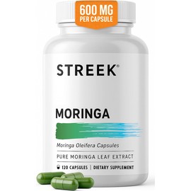 Streek Moringa Capsules – 1200mg Pure Moringa Powder Supplement, 2-Month Supply, 120 Capsules – Moringa Oleifera Leaf Extract