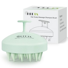 HEETA Scalp Scrubber Shampoo Brush, Scalp Care Massager Tool for Hair Growth, with Soft Silicone Bristles for Dandruff Removal Wet Dry Hair Women Men Kids Pets, Fit All Hair Types, Green