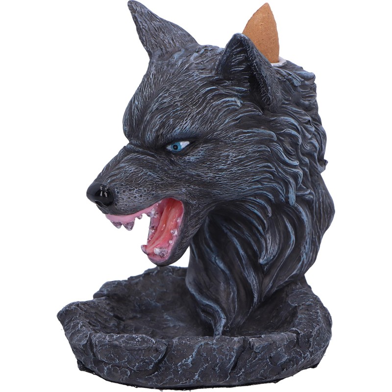 Nemesis Now Dark Wolf Backflow Incense Burner 11.5cm, Resin, Black