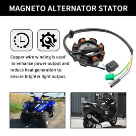 Saihisday Stator Gy6 Magneto Alternator Stator, 8 Coil 5 Wires Alternating Current Copper Ignition Stator for GY6 50cc 70cc 90cc 110cc 125cc 150cc Scooter Moped Atv Go Kart Dirt Buggy Engine Taotao