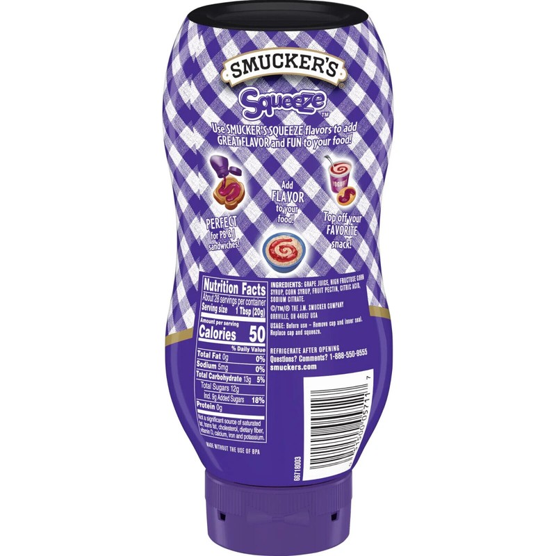 Smucker's Squeeze Grape Jelly, 20 oz (4-Pack) - Convenient, Mess-Free