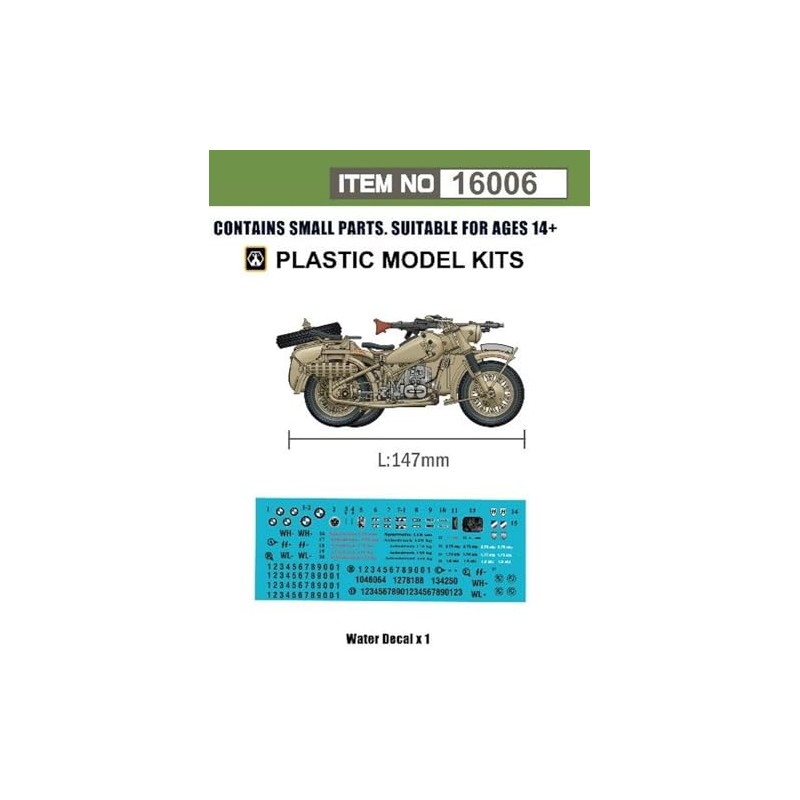 Freedom Model Kit 1/16 Germany R75 Motorcycle Plastic Model FRE16006