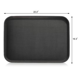 New Star Foodservice 25279 Restaurant Grade Non-Slip Tray, Plastic, Rubber Lined, Rectangular, 16-Inch x 22-Inch, Black