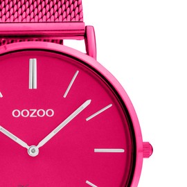 Oozoo Vintage Men's Watch – Men's Watch with 20 mm Mesh Strap – Analogue Men's Watch in Round – Also Suitable as a Women's Watch, Pink, Bracelet