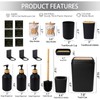 XLHOMO Black and Wood Bathroom Accessories Set 19Pcs, Bathroom Set