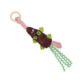 Nobby Plush Mouse Elastic with Wooden Ring Green 29.5 cm Pack of 1