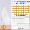 Tatuo 48 Pcs Mini White Desktop Flags on Stick with