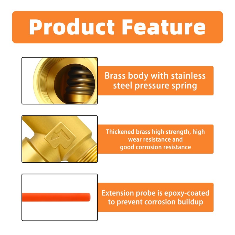 GASHER 3/4" BSP RV Water Heater Temperature & Pressure Relief