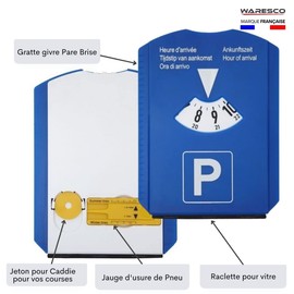 Parking Disc Blue with Ice Scraper for Windscreen Car Tyre Depth Gauge Shopping Trolley Token Blue PVC Plastic Disc Durable and Tear-Resistant