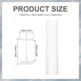 uxcell 1500Pcs Mini Stitch Gun Fasteners, 15mm/0.59" Micro Fasteners Stitch Gun Refill Quick Clothing Fixer for Clothing Fine Stitch Tag Gun, Clear