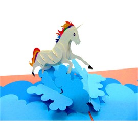 GREENHANDSHAKE Magical Unicorn, 3D Popup greeting card for birthday, valentine's day, mother's day, anniversary, thank you, get well, 6" x 6"
