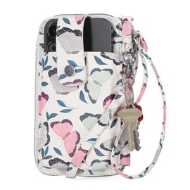 Mundi Jacqui RFID Crossbody Wallet for Women, Vegan Leather Small Travel Handbag with Phone Holder, Compact Organizer with Card Slots and Adjustable Strap, Vacation Purse in Focus & Fly