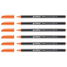 Edding 6 Filzstifte, feine Spitze, 1200, Orange, 1 mm