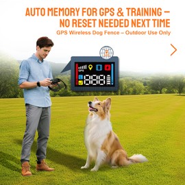 GPS Wireless Dog Fence System with AI Precision Tracking, Electric Dog Fence with Auto & Fixed Training Modes, 25-999yd Outdoor Wireless Containment, IPX7 Waterproof Rechargeable Collar