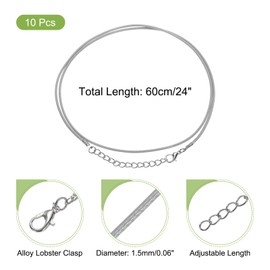 sourcing map 10pcs 24 Inch Waxed Necklace Cord, Bulk Necklace String with Clasp 1.5mm Waxed Leather Cord Rope for Jewelry Making DIY Bracelet Pendant,Gray