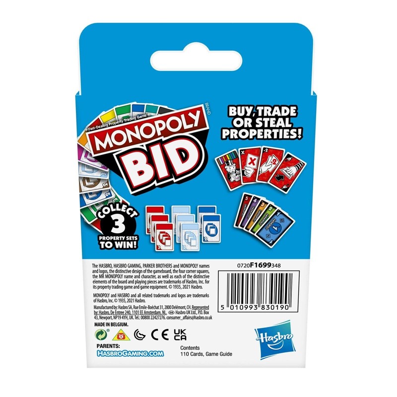 Monopoly Bid Card Game - Buy, Trade or Steal Properties