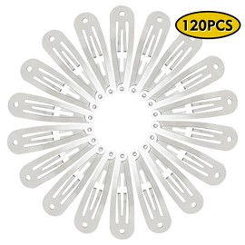 Cinaci Pack of 120 Bulk Plain Craft DIY Silver Metal 5 cm Snap Hair Clips with Hole Hair Pins for Women, Girls, Babies, Toddlers, Children, Teenagers Hair Accessories
