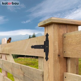 KOTARBAU® Set of 2 Cross Hinges 250 mm Shutter Hinge Band Plate Building Fittings Gate Fitting Wood Connection Throwing Hinge T-Hinge T-Band Powder Coated