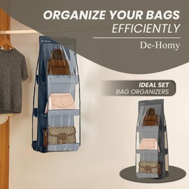 De-Homy 1-Pack handbag organizers and storage purse organizer closet organizer purse hanger organizer handbag storage bag organizer Thicken Metal Hooks (Grey, Medium)