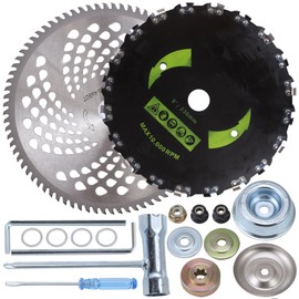 PLAXNS 9" x 20T Chainsaw Tooth Cutter,10" x 80T Carbide Tip Brush Blades with Universal Adapter Kit,Premium Stainless Steel Trimmer Head Compatible with Cutter, Trimmer, Weed Eater