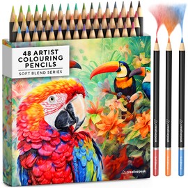 Creativepeak Professional Colouring Pencils, 48 Vibrant Colours & Swatch Card w/ 6 Metallic Colours, Professional Art Supplies, Perfect for Painting & Calligraphy