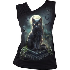Spiral - Spell Bound - Gathered Shoulder Slant Vest Black - XXL