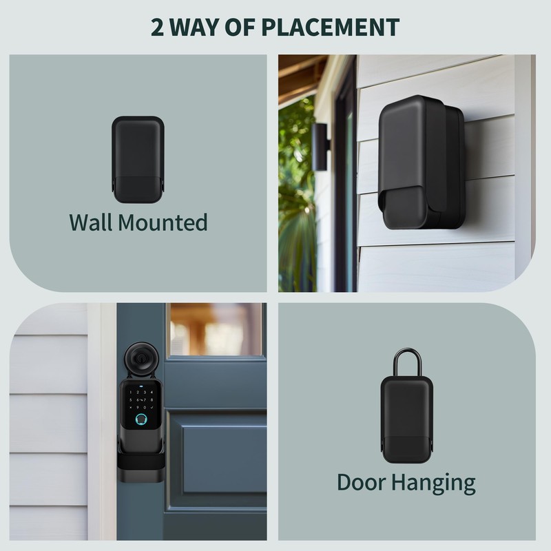 Moquin Smart Lock Box for House Keys, Fingerprint Lockbox Bluetooth