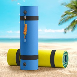 Floating Mat for Lake, Lily Pad Floating Mat, 3-Layer Tear-Resistant XPE Foam Floating Water Mat with a 16.4' Elastic Bungee Tether for Lake, Beach, Ocean, Pool (8' x 4' x 1.3")