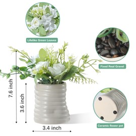 yel canby Small Fake Plants Potted Artificial Plants Indoor with Ceramic Pot Mini Faux Plants Artificial Greenery Flowers for Bedroom Bathroom Plants Home Office Room Coffee Table Decor