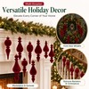 8 Pcs Burgundy Christmas Decorations, Finial Velvet Baubles Ornaments