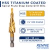 3 Pack - 4mm to 12mm Spiral Flute Step Drill