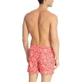 Emporio Armani Men's Standard Macro Logo Swim Boxer, Red/White Ropes